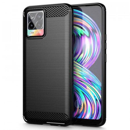 Husa Realme 8 4G / 8 Pro 4G, Carbon Silicone, Techsuit - Negru