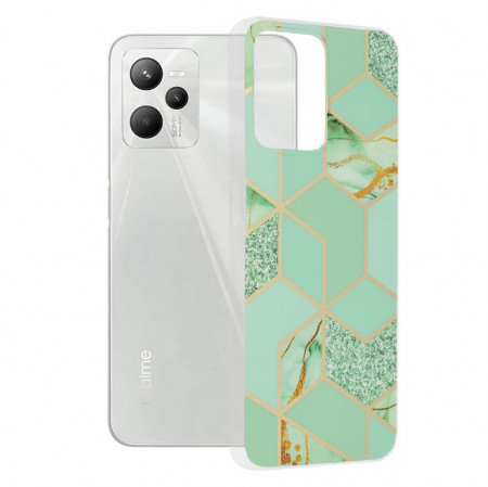 Husa Realme C35 / Narzo 50A Prime Marble Series, Techsuit - Green Hex