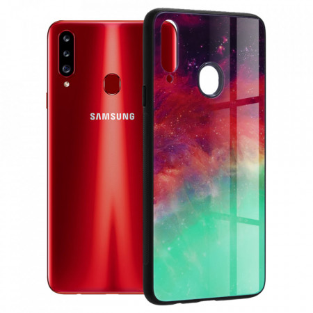 Husa Samsung Galaxy A20S cu sticla securizata, Techsuit Glaze - Fiery Ocean