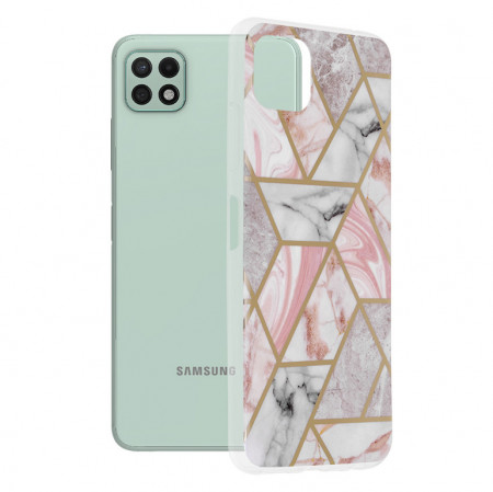 Husa Samsung Galaxy A22 5G Marble Series, Techsuit - Pink Hex