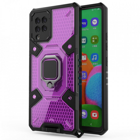 Husa Samsung Galaxy A42 5G cu inel, Techsuit Honeycomb - Rose-Violet