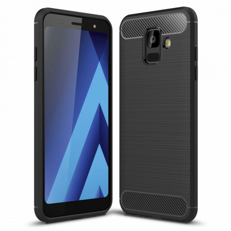 Husa Samsung Galaxy A6 2018, Carbon Silicone, Techsuit - Negru