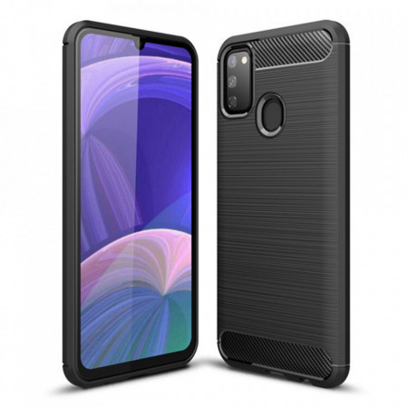 Husa Samsung Galaxy M30S / M21 din silicon, Slim, cu textura Fibra Carbon - Negru