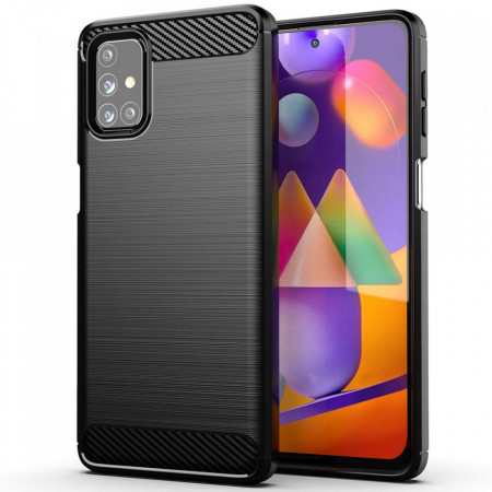 Husa Samsung Galaxy M31s, Carbon Silicone, Techsuit - Negru