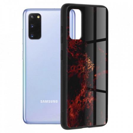 Husa Samsung Galaxy S20 cu sticla securizata, Techsuit Glaze - Red Nebula