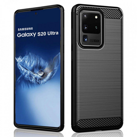 Husa Samsung Galaxy S20 Ultra, Carbon Silicone, Techsuit - Negru