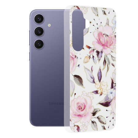 Husa Samsung Galaxy S24 Plus din silicon, Techsuit Marble - Alb