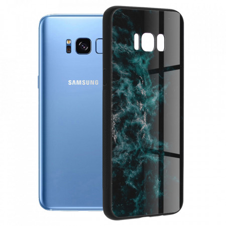 Husa Samsung Galaxy S8 Plus cu sticla securizata, Techsuit Glaze - Blue Nebula