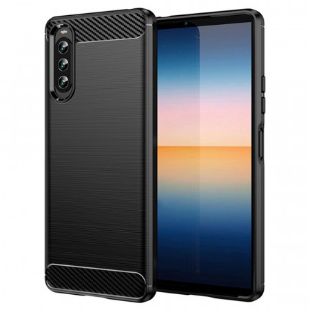 Husa Sony Xperia 10 IV, Carbon Silicon Techsuit - Negru