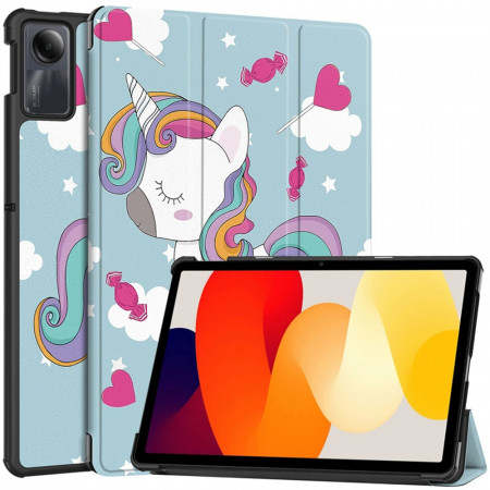 Husa tableta pentru Xiaomi Redmi Pad SE cu suport Multi-Unghi și functie Sleep/Wake , SKYDDAR FoldVision Colour - Unicorn