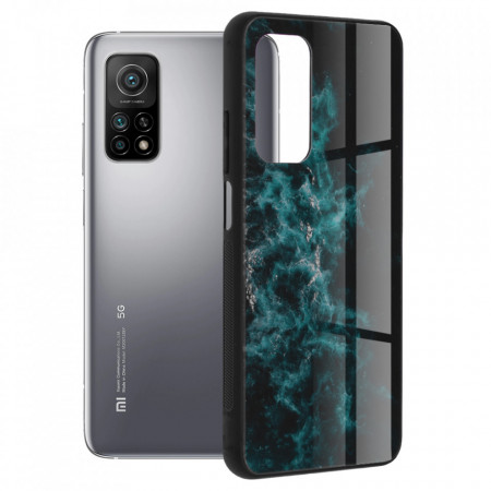 Husa Xiaomi Mi 10T cu sticla securizata, Techsuit Glaze - Blue Nebula