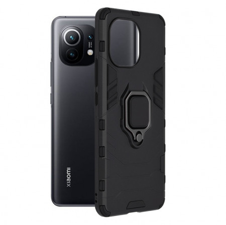 Husa Xiaomi Mi 11 cu inel, Techsuit Silicone Shield - Negru