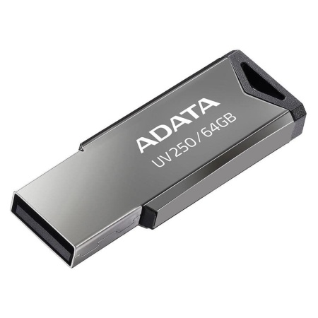 Stick USB ADATA UV250, 64G, USB 2.0, Design Metalic, Gri