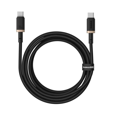 Cablu de data Type-C la Type-C, PD 100W, Fast Charge, 480Mbps, 2m, Naylon Rezistent, Baseus Dura Series, Auriu Negru