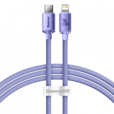 Cablu de date Type-C la Lightning, 20W, 1.2m, Baseus Crystal Shine (CAJY000205) - Mov