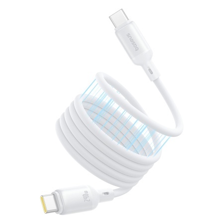 Cablu de date Type-C la Type-C, Fast Charging, 480Mbps, Silicone, 1m, Baseus Data Cable PicoGo, Alb