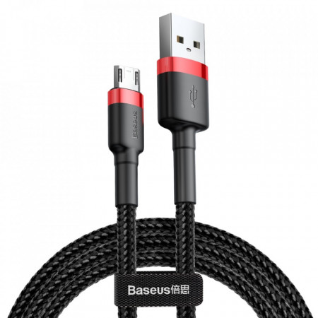 Cablu de date USB la Micro USB, 1.5A, 2M, Cafule Baseus (CAMKLF-C91) - Rosu Negru