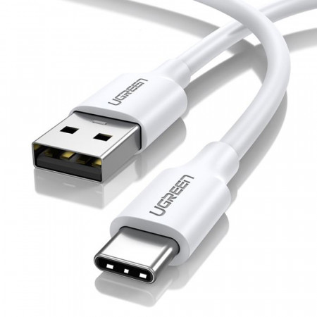 Cablu de Date USB la Type-C 2m, Ugreen Nickel Plating - Alb