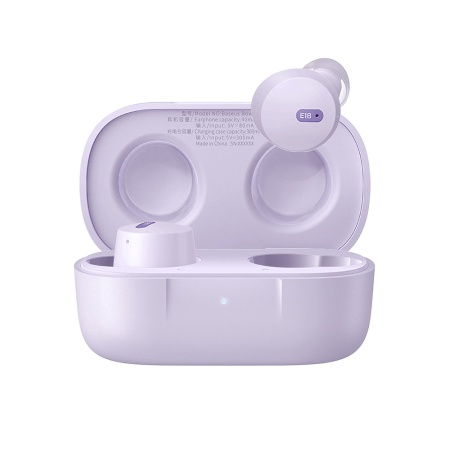 Casti Bluetooth Wireless, BaseusWireless Earbuds Bowie E18, Casti fara Fir, Bluetooth 5.3, TWS, USB-C, cu dock de incarcare, Rezistente la Apa IPX4, Mov deschis