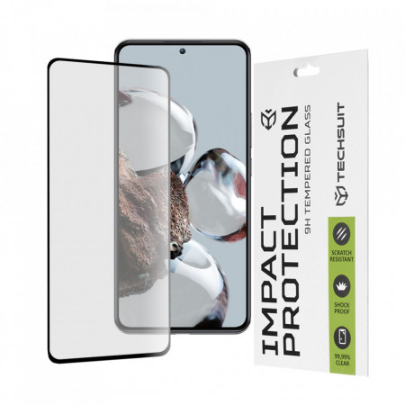 Folie Xiaomi 12T ce acopera tot ecranul 111D, Techsuit - Negru