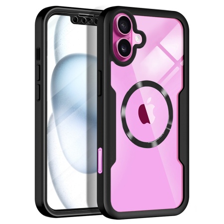 Husa + Folie pentru iPhone 16 Plus, SKYDDAR INNOVATION, [Pachet 360°] ColorVerse MagSafe, Negru, set cu sticker