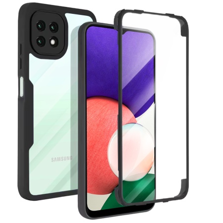 Husa + Folie pentru Samsung Galaxy A22 5G, SKYDDAR INNOVATION, [Pachet 360°] ColorVerse, set cu sticker, Negru