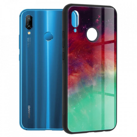 Husa Huawei P20 Lite cu sticla securizata, Techsuit Glaze - Fiery Ocean