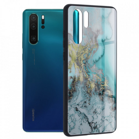 Husa Huawei P30 Pro cu sticla securizata, Techsuit Glaze - Blue Ocean