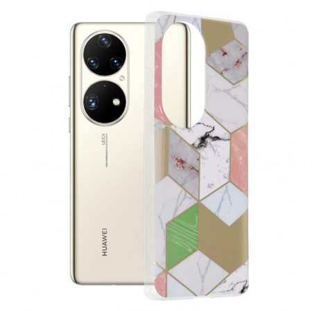 Husa Huawei P50 Pro Marble Series, Techsuit - Purple Hex