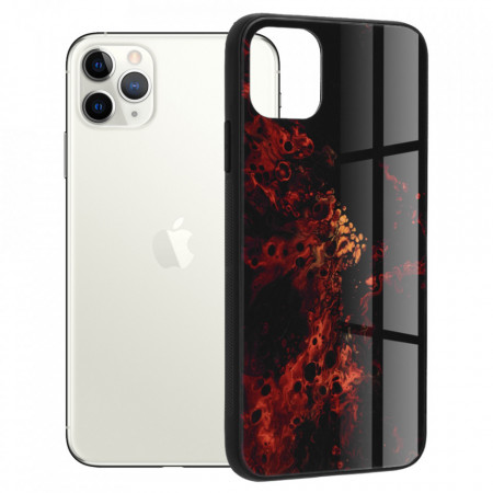 Husa iPhone 11 Pro Max cu sticla securizata, Techsuit Glaze - Red Nebula