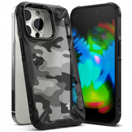 Husa iPhone 14 Pro Ringke Fusion X Design - Camo Negru