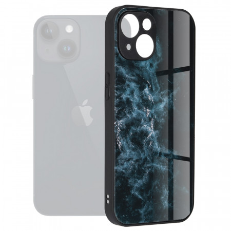 Husa iPhone 15 cu sticla securizata, Techsuit Glaze - Blue Nebula