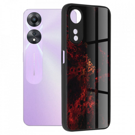 Husa Oppo A58 / A78 cu sticla securizata, Techsuit Glaze - Red Nebula