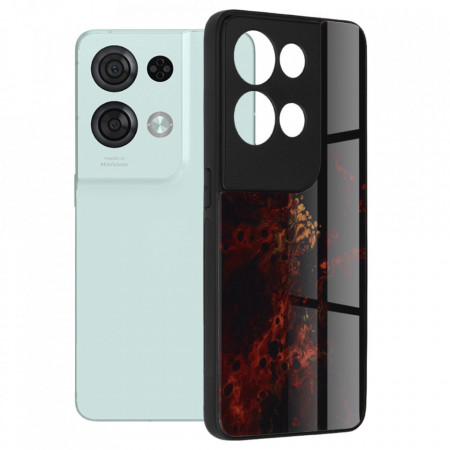 Husa Oppo Reno8 Pro cu sticla securizata, Techsuit Glaze - Red Nebula