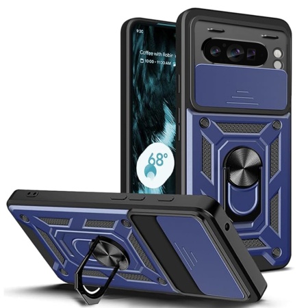 Husa pentru Google Pixel 9 Pro XL cu inel magnetic si protectie camera Skyddar CamShield - Albastru