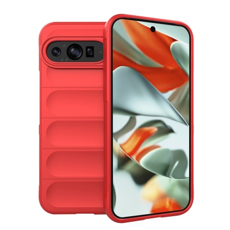 Husa pentru Google Pixel 9 Pro XL, SKYDDAR INNOVATION, Magic Shield, din Silicon Mat, set cu sticker, Rosu