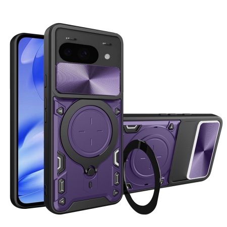 Husa pentru Google Pixel 9a, SKYDDAR INNOVATION, CamGuard Pro, Inel Magnetic, Protectie Camera, set cu sticker, Mov