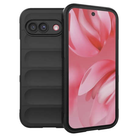 Husa pentru Google Pixel 9a, SKYDDAR INNOVATION, Vogue, din Silicon Mat, Negru, set cu sticker