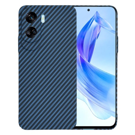 Husa pentru Honor 90 Lite, SKYDDAR INNOVATION, textura carbon, Carbonite FiberShell, set cu sticker, Cyan,