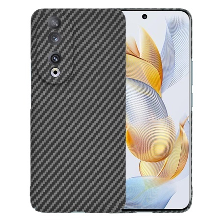 Husa pentru Honor 90, SKYDDAR INNOVATION, textura carbon, Carbonite FiberShell, set cu sticker, Negru,