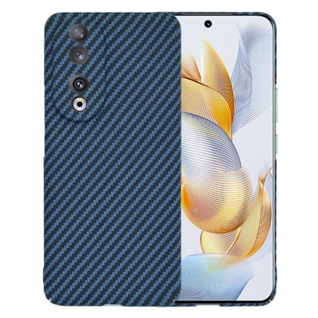 Husa pentru Honor 90, SKYDDAR INNOVATION, textura carbon, Carbonite FiberShell, set cu sticker, Cyan,