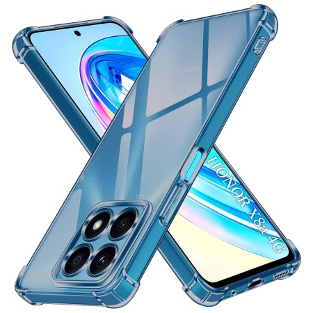 Husa pentru Honor X8a, SKYDDAR INNOVATION, Shockproof Clear Silicone, Silicon Slim, set cu sticker, Fumuriu