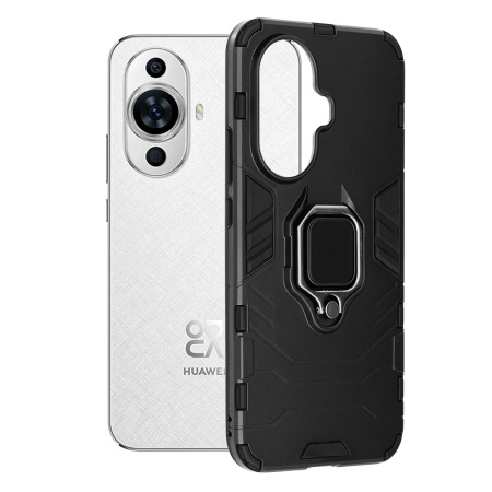 Husa pentru Huawei nova 11 / nova 12s, SKYDDAR INNOVATION, Silicone Shield, cu Inel Magnetic, Antisoc, set cu sticker, Negru