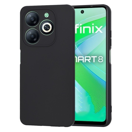 Husa pentru Infinix Smart 8, SKYDDAR INNOVATION, din Silicon Catifelat, SoftElegance, set cu sticker, Negru