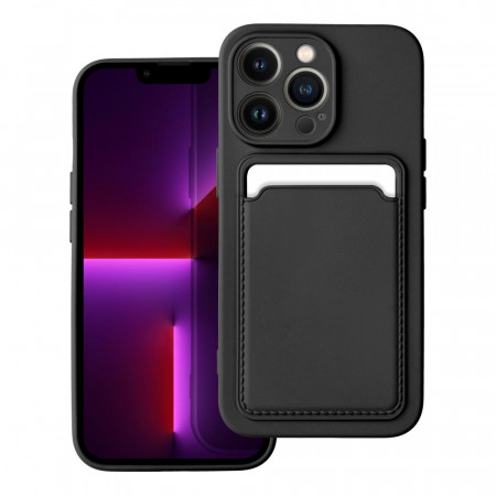 Husa pentru iPhone 13 Pro din silicon, Skyddar Cards - Negru