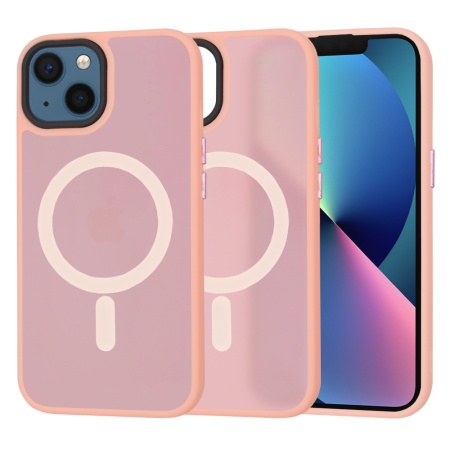 Husa pentru iPhone 13, SKYDDAR INNOVATION, HaloFrost MagSafe, Antisoc, set cu sticker, Roz