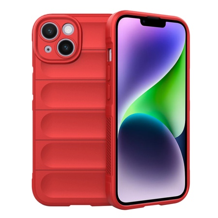 Husa pentru iPhone 14 Plus, SKYDDAR INNOVATION, Vogue, din Silicon Mat, Rosu, set cu sticker