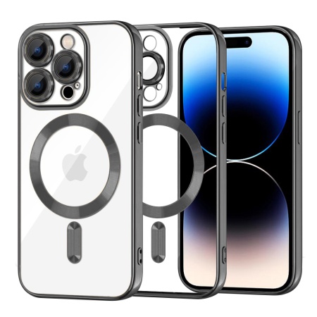 Husa pentru iPhone 14 Pro, SKYDDAR INNOVATION, Luxury Shield Magsafe, Protectie Antisoc, Negru, set cu sticker