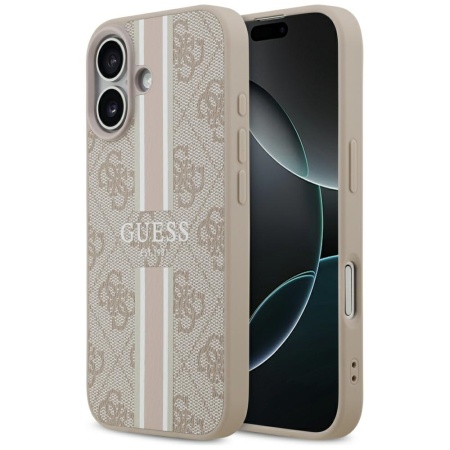 Husa pentru iPhone 17, Guess Printed Stripes MagSafe, Roz