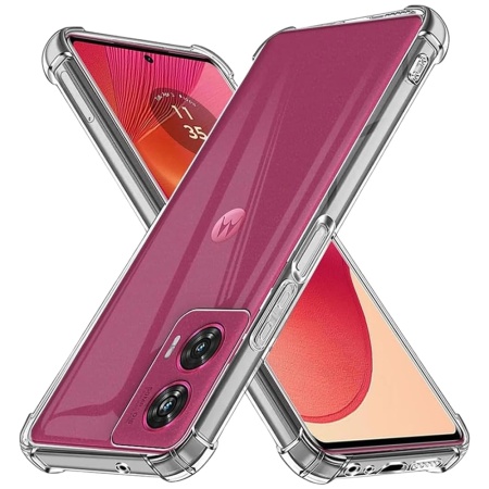Husa pentru Motorola Edge 50 Fusion , SKYDDAR INNOVATION, Shockproof Clear din Silicon Slim, Transparenta, set cu sticker